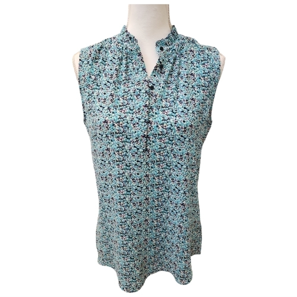 Jasmine & Juliana Women's Sleeveless Teal Floral Blouse, small